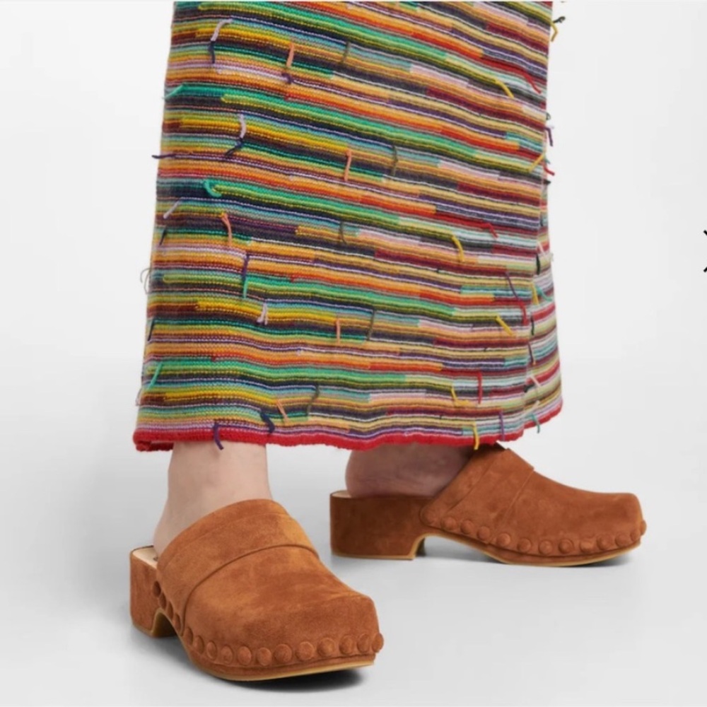 CHLOÉ Y2K Studded Joy Suede Boho Mule Clogs Size 37 - Picture 5 of 16